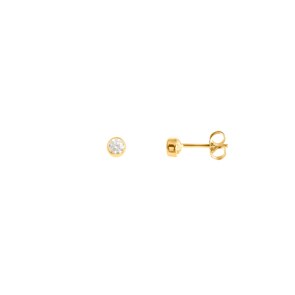 Clous d'oreilles or jaune 750/18 ct avec zircones Ø 4mm