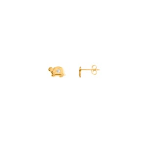 Ohrstecker 750/18 K Gelbgold mit Zirkonia, Schildkröte