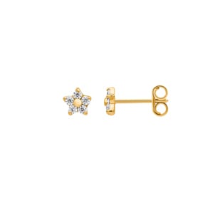 Ohrstecker 750/18 K Gelbgold mit Zirkonia, Stern