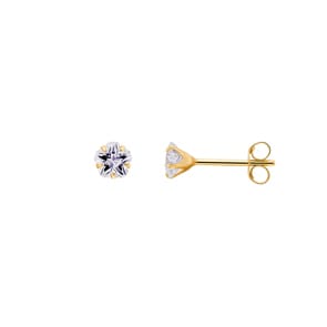 Clous d'oreilles or jaune 750/18 ct avec zircones étoile Ø 4mm