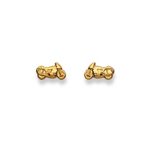 Stud Earrings 750/18 K Yellow Gold, Motorcycle