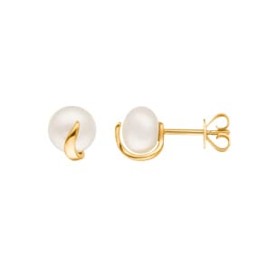 Ohrstecker 750/18 K Gelbgold Ø 7.0mm, Süsswasser-Kulturperle