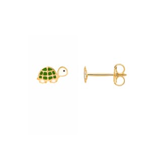 Clous d'oreilles or jaune 750/18 ct, Tortues
