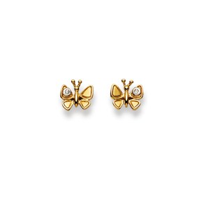 Clous d'oreilles or jaune 750/18 ct, Papillon
