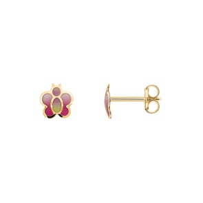 Ohrstecker 750/18 K Gelbgold Schmetterling lackiert