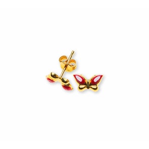 Clous d'oreilles or jaune 750/18 ct, Papillon