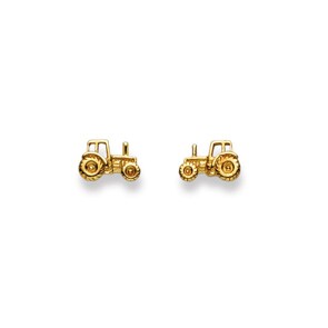 Stud Earrings 750/18 K Yellow Gold, Tractor