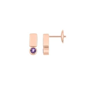 Ohrstecker 750/18 K Roségold mit Amethyst rund