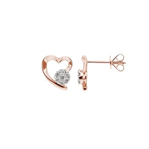 Ohrstecker 750/18 K Roségold mit Diamanten 0.14 ct H/si, Herz