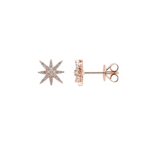 Ohrstecker 750/18 K Roségold mit Diamanten 0.17 ct H/si, Sterne