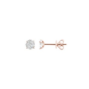 Clous d'oreilles or rosé 750/18 ct avec diamants 0.20 ct H/si