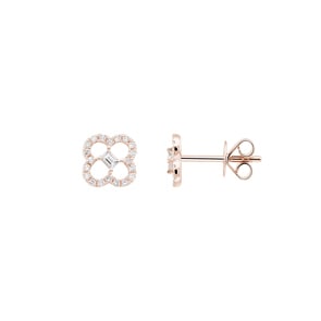 Ohrstecker 750/18 K Roségold mit Diamanten 0.20 ct H/si, Kleeblatt