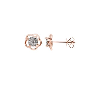 Ohrstecker 750/18 K Roségold mit Diamanten 0.22 ct H/si, Blume