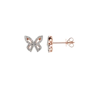 Ohrstecker 750/18 K Roségold mit Diamanten 0.25 ct H/si, Schmetterlinge