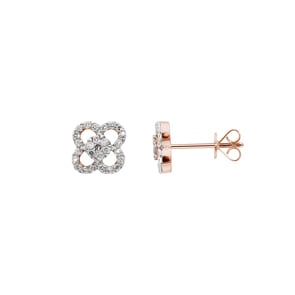 Ohrstecker 750/18 K Roségold mit Diamanten 0.36 ct H/si, Kleeblatt