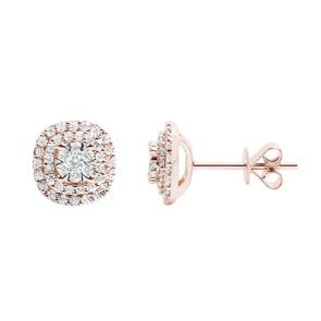 Clous d'oreilles or rosé 750/18 ct avec diamants 0.50 ct H/si