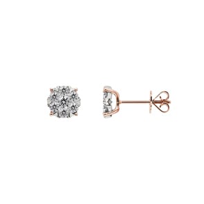 Stud Earrings 750/18 K Rose Gold with Diamonds 0.66 ct H/si