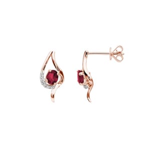 Ohrstecker 750/18 K Roségold mit Rubinen & Diamanten 0.05 ct H/si