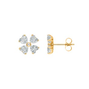 Ohrstecker 750/18 K Gelbgold mit grünen Amethysten und Diamant 0.02ct H/si