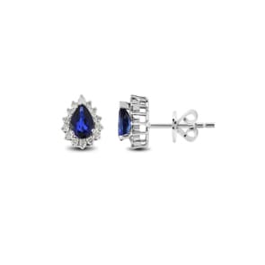 Ohrstecker 750/18 K Weissgold, Diamanten 0.22 ct H/si & Saphir 0.91 ct