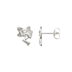 Clous d'oreilles or gris 750/18 ct, Ange