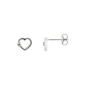 Ohrstecker 750/18 K Weissgold Herz mit Zirkonia