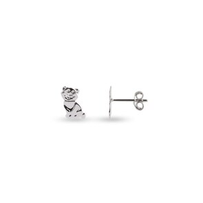 Clous d'oreilles or gris 750/18 ct, Chat