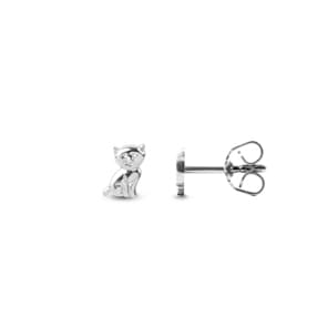 Ohrstecker 750/18 K Weissgold, Katze