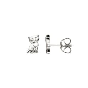 Ohrstecker 750/18 K Weissgold, Katze
