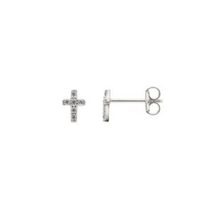 Ohrstecker 750/18 K Weissgold Kreuz mit Zirkonia