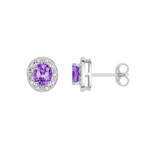 Ohrstecker 750/18 K Weissgold mit Amethyst oval und Zirkonia