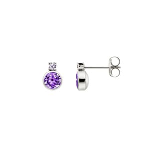 Ohrstecker 750/18 K Weissgold mit Amethysten und Zirkonia
