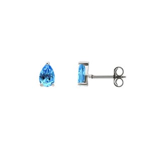 Ohrstecker 750/18 K Weissgold mit Blautopas Tropfen
