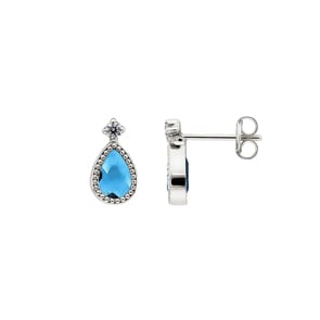 Ohrstecker 750/18 K Weissgold mit Blautopas und Zirkonia