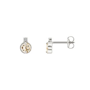 Stud Earrings 750/18 K White Gold with Citrine & Cubic Zirconia