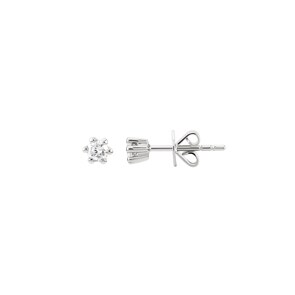 Clous d'oreilles or gris 750/18 ct avec diamant 0.10 ct H/si