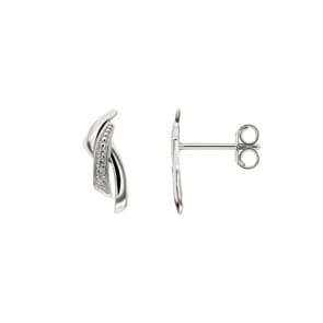 Clous d'oreilles or gris 750/18 ct avec diamants 0.01ct. H/p1