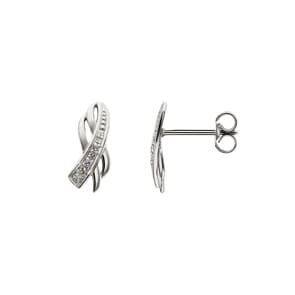 Clous d'oreilles or gris 750/18 ct avec diamants 0.01ct. H/p1