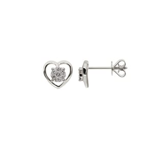 Ohrstecker 750/18 K Weissgold mit Diamanten 0.11 ct H/si, Herz