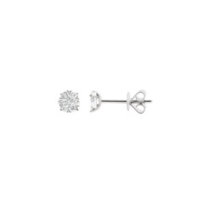 Clous d'oreilles or gris 750/18 ct avec diamants 0.20 ct H/si