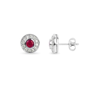 Ohrstecker 750/18 K Weissgold mit Diamanten 0.24 ct H/si & Rubinen