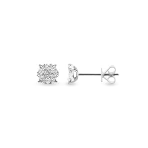 Clous d'oreilles or gris 750/18 ct avec diamants 0.25 ct H/si