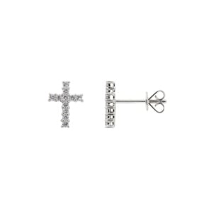 Ohrstecker 750/18 K Weissgold mit Diamanten 0.25 ct H/si, Kreuz