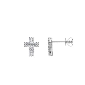 Ohrstecker 750/18 K Weissgold mit Diamanten 0.31 ct H/si, Kreuz