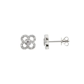 Ohrstecker 750/18 K Weissgold mit Diamanten 0.36 ct H/si, Kleeblatt