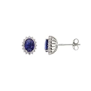 Ohrstecker 750/18 K Weissgold mit Diamanten 0.38 ct G/si & Saphiren 2.17 ct