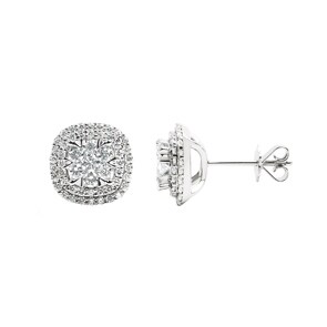 Clous d'oreilles or gris 750/18 ct avec diamants 1.00 ct H/si