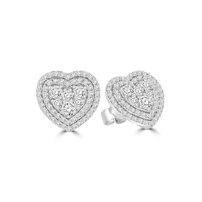 Clous d'oreilles or gris 750/18 ct avec diamants 1.00 ct H/si