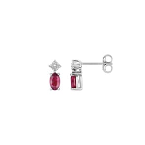 Ohrstecker 750/18 K Weissgold mit ovalen Rubinen & Zirkonia