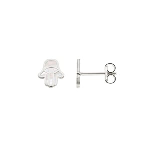 Ohrstecker 750/18 K Weissgold mit Perlmutt, Fatima-Hand